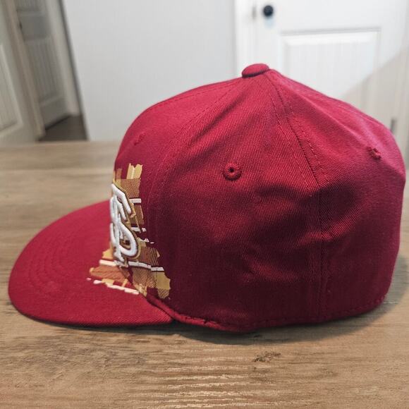 Vintage Florida State Seminoles Fitted Flat Bill Hat Cap Red Plaid FSU NCAA - Picture 6 of 9
